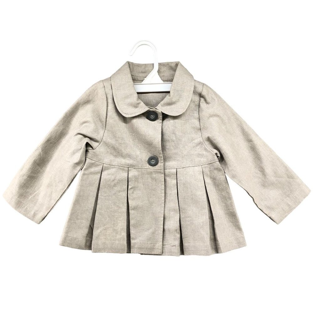 3Pommes Girls 18M‎ Linen Cotton Trench Coat Jacket Beige Dress Coat Collared